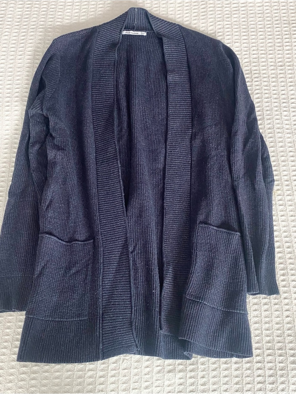 Pink Clover Navy Ribbed Knit Cardigan